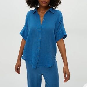 Michael Stars Bailey Gauze Button Down Shirt